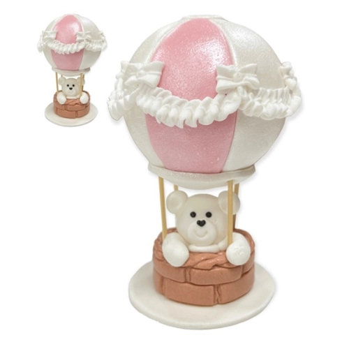 Figurka cukrowa na tort balon miś ozdoby na tort chrzest roczek urodziny